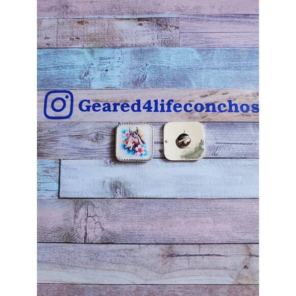 floral mule conchos, custom conchos mule design tack, unique concho, diy belt - Picture 2 of 6